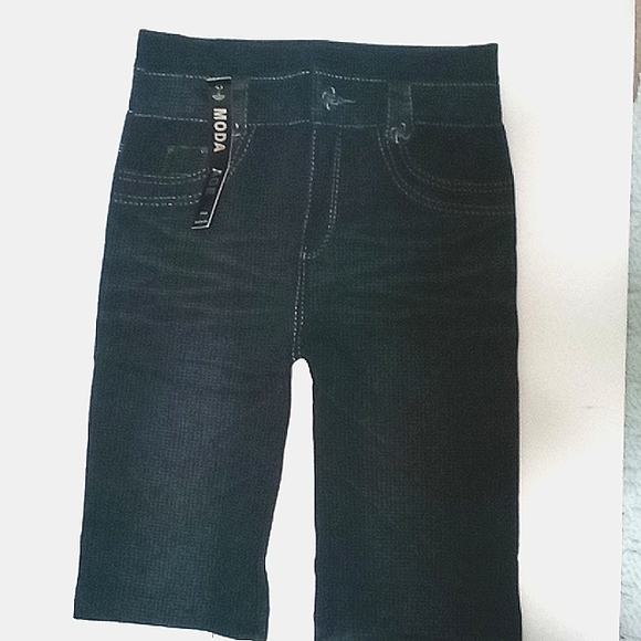 Moda Age Stretch Shorts Faux Denim - Picture 1 of 6